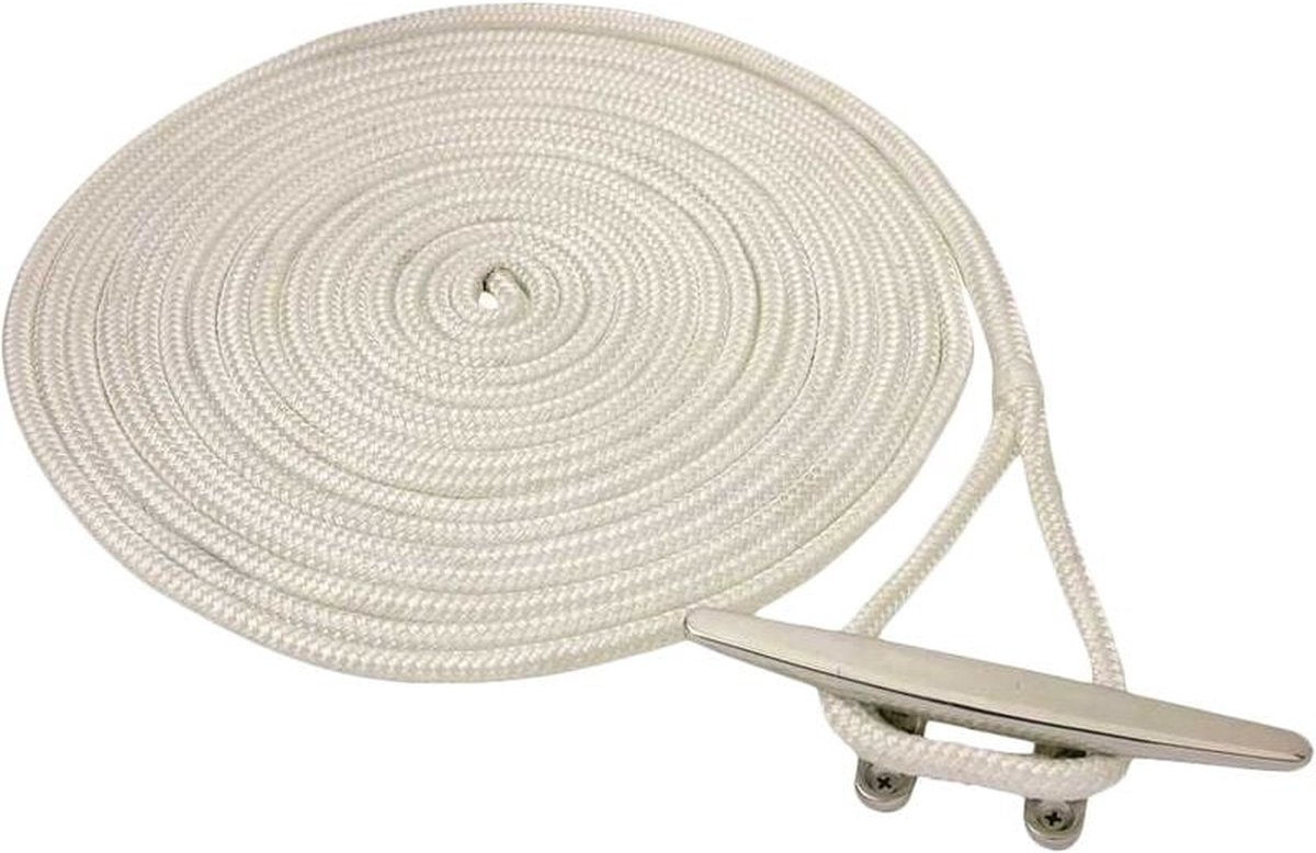 Polyester landvast met oogsplits - Wit - 14 mm x 10 meter