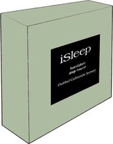 iSleep Dubbel Jersey Hoeslaken - Eenpersoons - 90/100x220 cm - Licht Groen