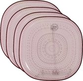 Decoris ontbijtbord - 4x - roze - 20,5 cm - kunststof - camping bord/servies