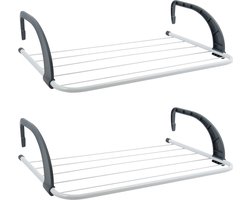 MSV Inklapbaar wasgoedrekje - 2x - klein droogrek - 3 meter waslijn - Ophangbaar - 34 x 51 cm - radiator/deur