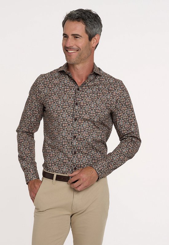 R2 Overhemd Print Bruin Maat 41 Heren Overhemden Casual bol