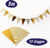 Luxe Vlaggenlijn Goud - 3 meter - Vlaggetjes Slinger - Verjaardag Versiering - Verjaardag Decoratie
