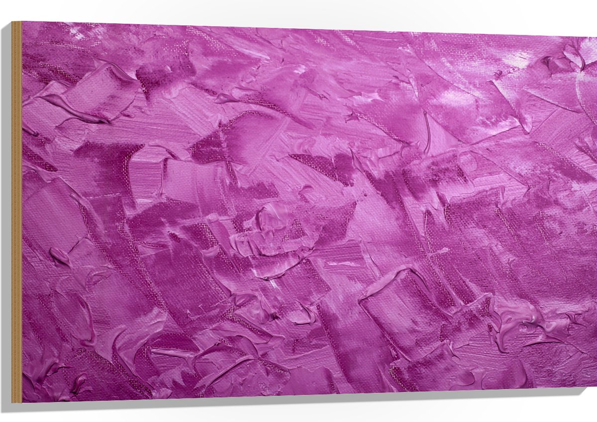 Hout - Schilderij - Verf - Kunst - Paars - 105x70 cm - 9 mm dik - Foto op Hout (Met Ophangsysteem)
