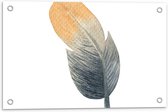 Tuinposter – Tekening van Veer met Bruin en Grijs tegen Witte Achtergrond - 60x40 cm Foto op Tuinposter (wanddecoratie voor buiten en binnen)