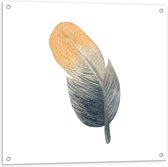 Tuinposter – Tekening van Veer met Bruin en Grijs tegen Witte Achtergrond - 80x80 cm Foto op Tuinposter (wanddecoratie voor buiten en binnen)