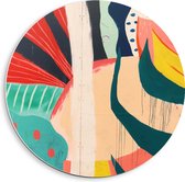 PVC Schuimplaat Muurcirkel - Abstracte Figuren van Meerkleurige Vakken - 40x40 cm Foto op Muurcirkel (met ophangsysteem)