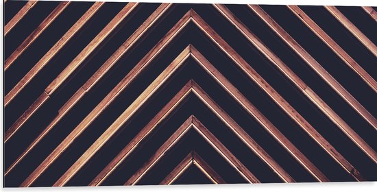 Dibond - Roségouden Driehoeken Patroon tegen Grijze Achtergrond - 100x50 cm Foto op Aluminium (Wanddecoratie van metaal)