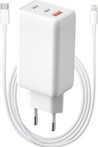 Next-Gen 3 in 1 USB C Snellader + Geschikt voor iPhone - USB C Snellader Kabel - 3 Meter - 65W GaN Technologie