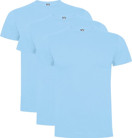 3 Pack Roly Dogo Premium Heren T-Shirt 100% katoen Ronde hals Licht Blauw, Maat XXL