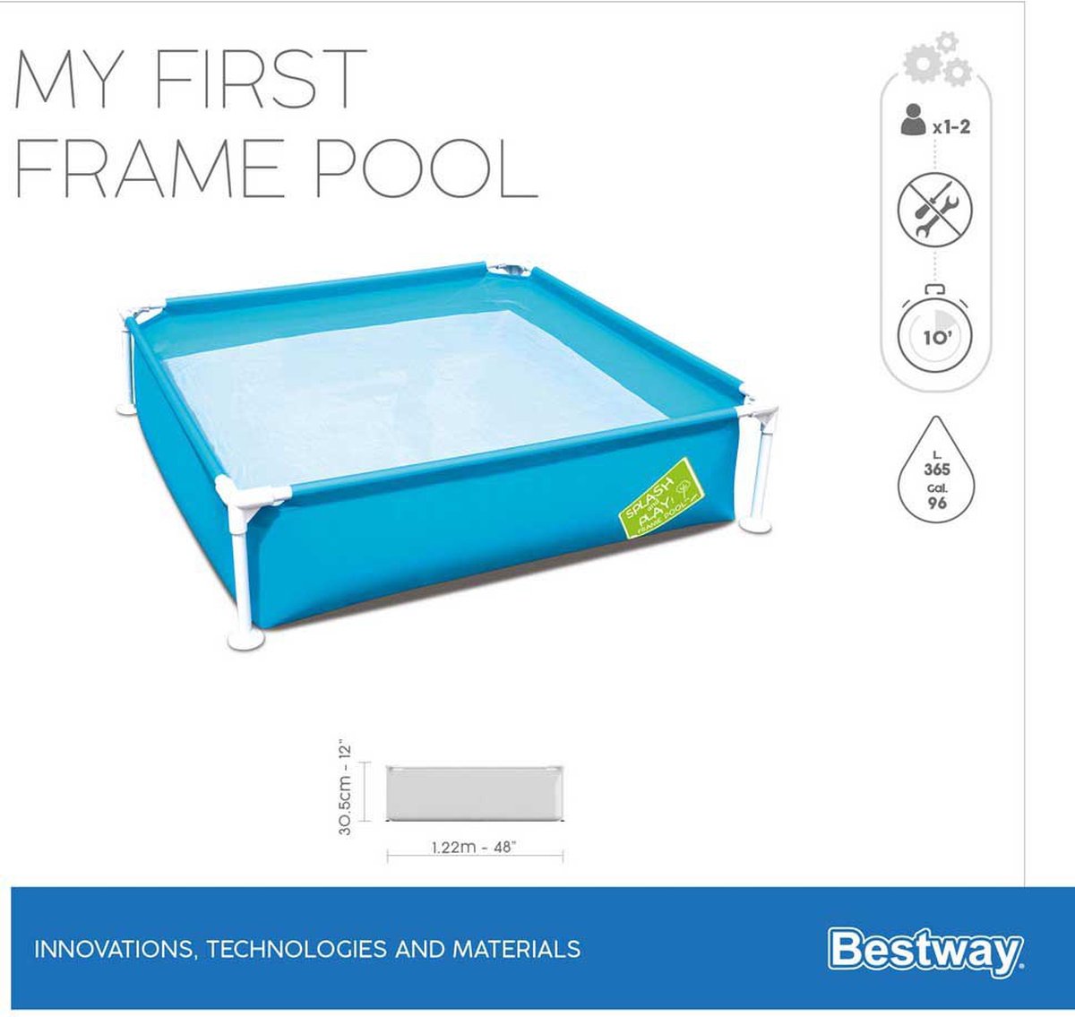 Bestway My first frame zwembad vierkant 122 cm — afbeelding 5