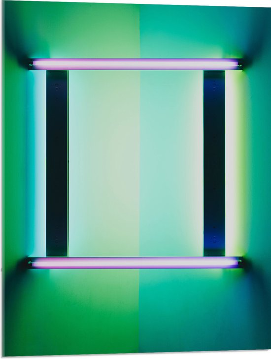 Acrylglas - Witte Lijnen in Groene en Blauwe Vlakken - 60x80 cm Foto op Acrylglas (Met Ophangsysteem)