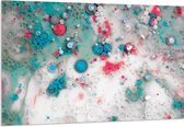 Acrylglas - Blauwe en Roze Vlekken tegen Witte Achtergrond - 150x100 cm Foto op Acrylglas (Met Ophangsysteem)