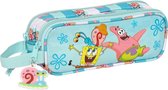 Pennenetui met 2 vakken Spongebob Stay positive Blauw Wit (21 x 8 x 6 cm)