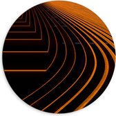 Dibond Muurcirkel - Golvende Oranje Bogen - 60x60 cm Foto op Aluminium Muurcirkel (met ophangsysteem)