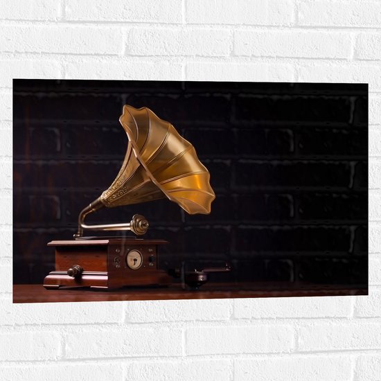 Muursticker - Antieke Grammofoon - 75x50 cm Foto op Muursticker
