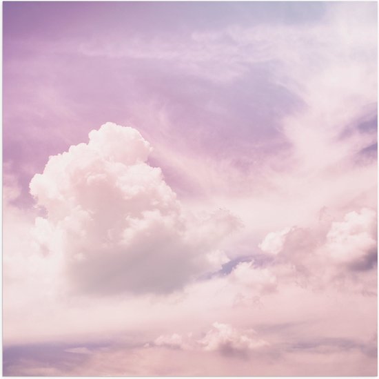Poster (Mat) - Wolkenvelden in Pastelkleurige Lucht - 50x50 cm Foto op Posterpapier met een Matte look