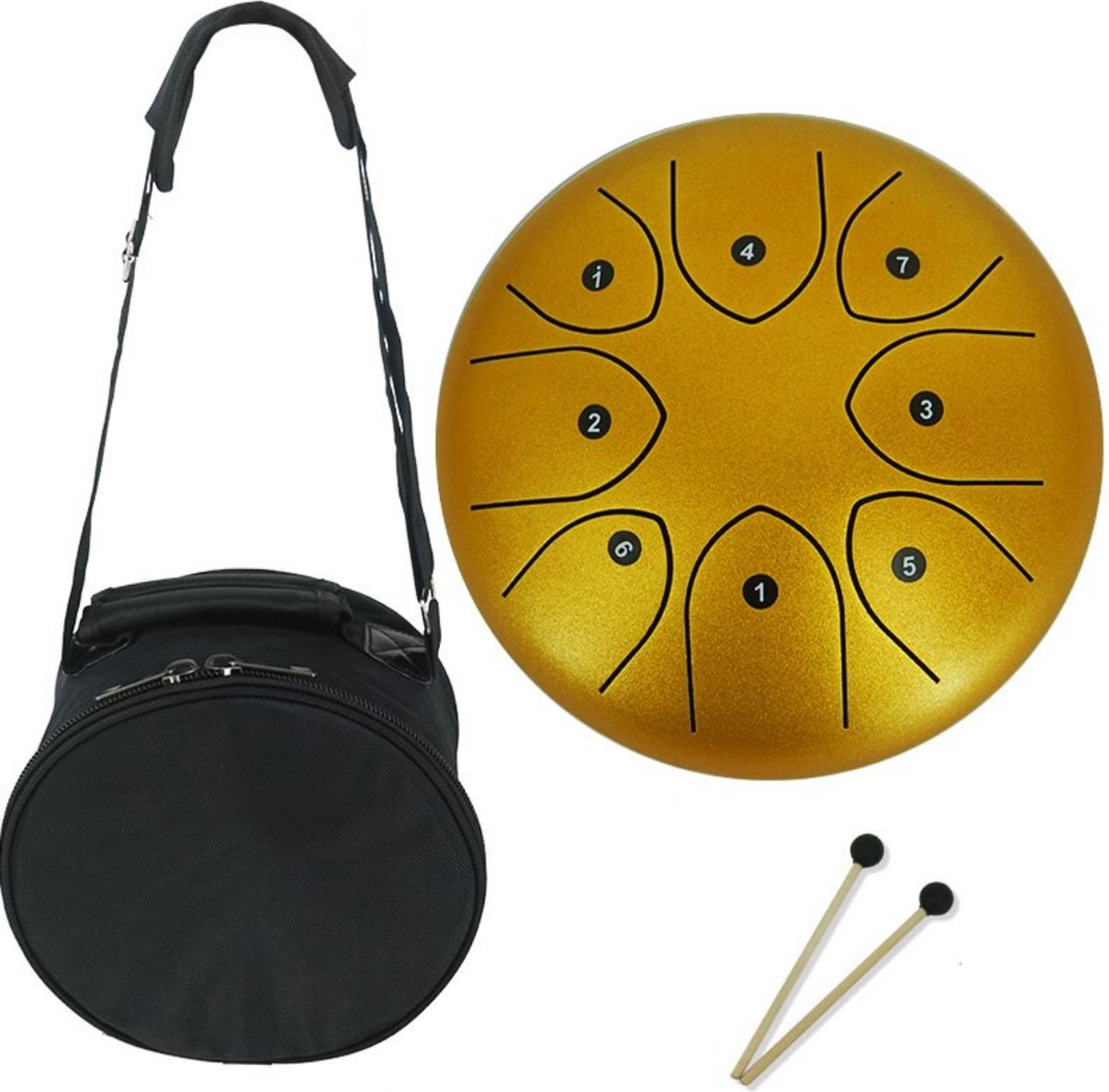 Durani Handpan 36 cm Zwart - Tongue drum - Bol chantant - 15 notes