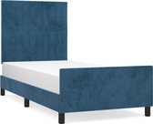 vidaXL - Bedframe - met - hoofdeinde - fluweel - donkerblauw - 100x200 - cm