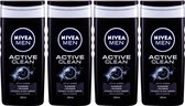 NIVEA MEN Active Clean Douchegel - 4 x 250 ml - Voordeelverpakking