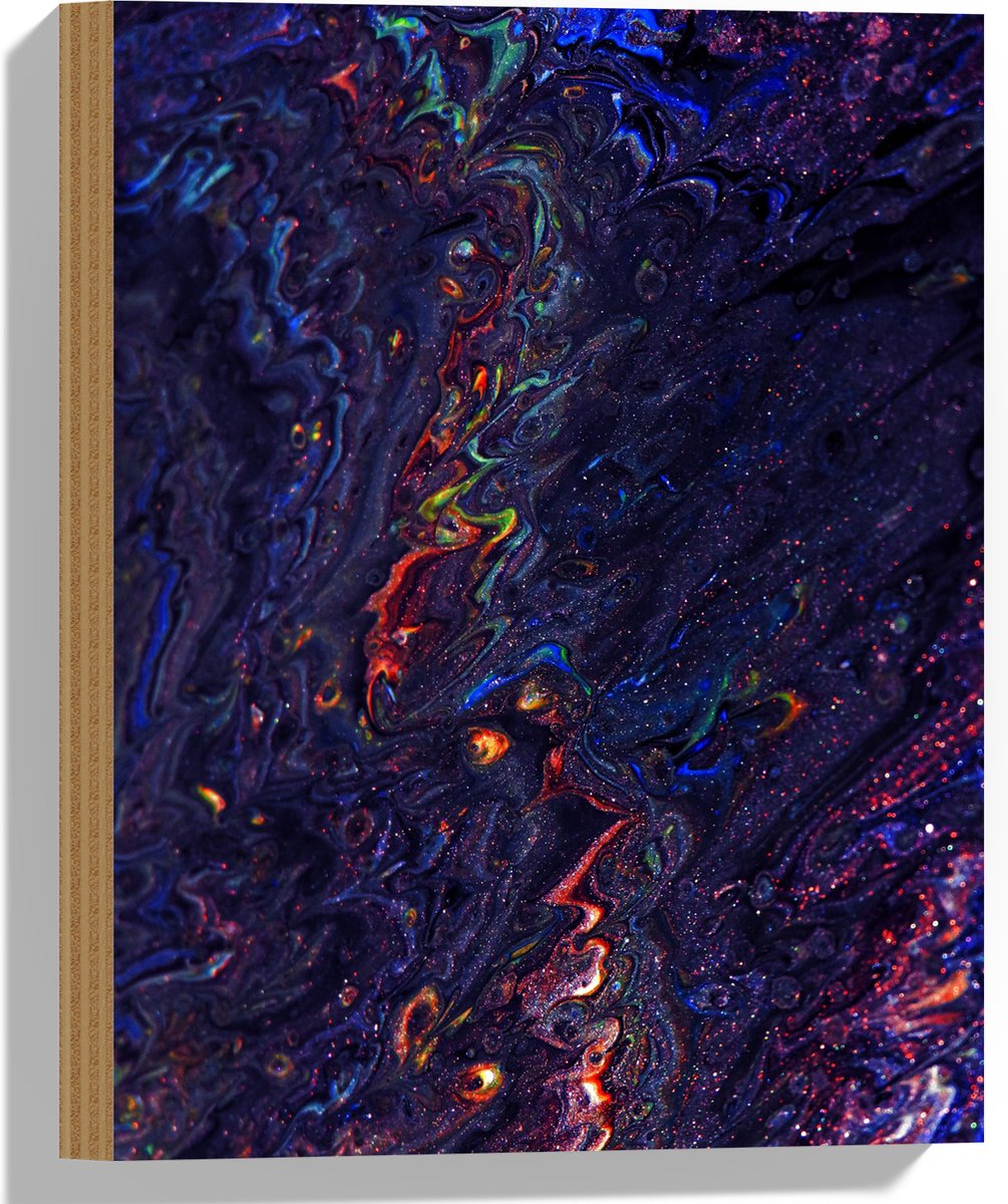 Hout - Donkere Tinten Verf Gemixt - 30x40 cm - 9 mm dik - Foto op Hout (Met Ophangsysteem)