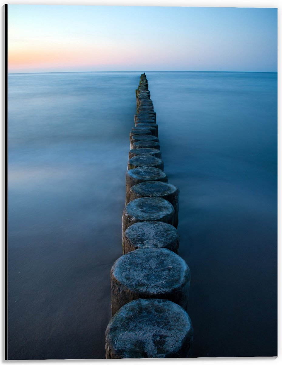 Dibond - Strand - Zand - Zee - Palen - Hout - 30x40 cm Foto op Aluminium (Met Ophangsystee