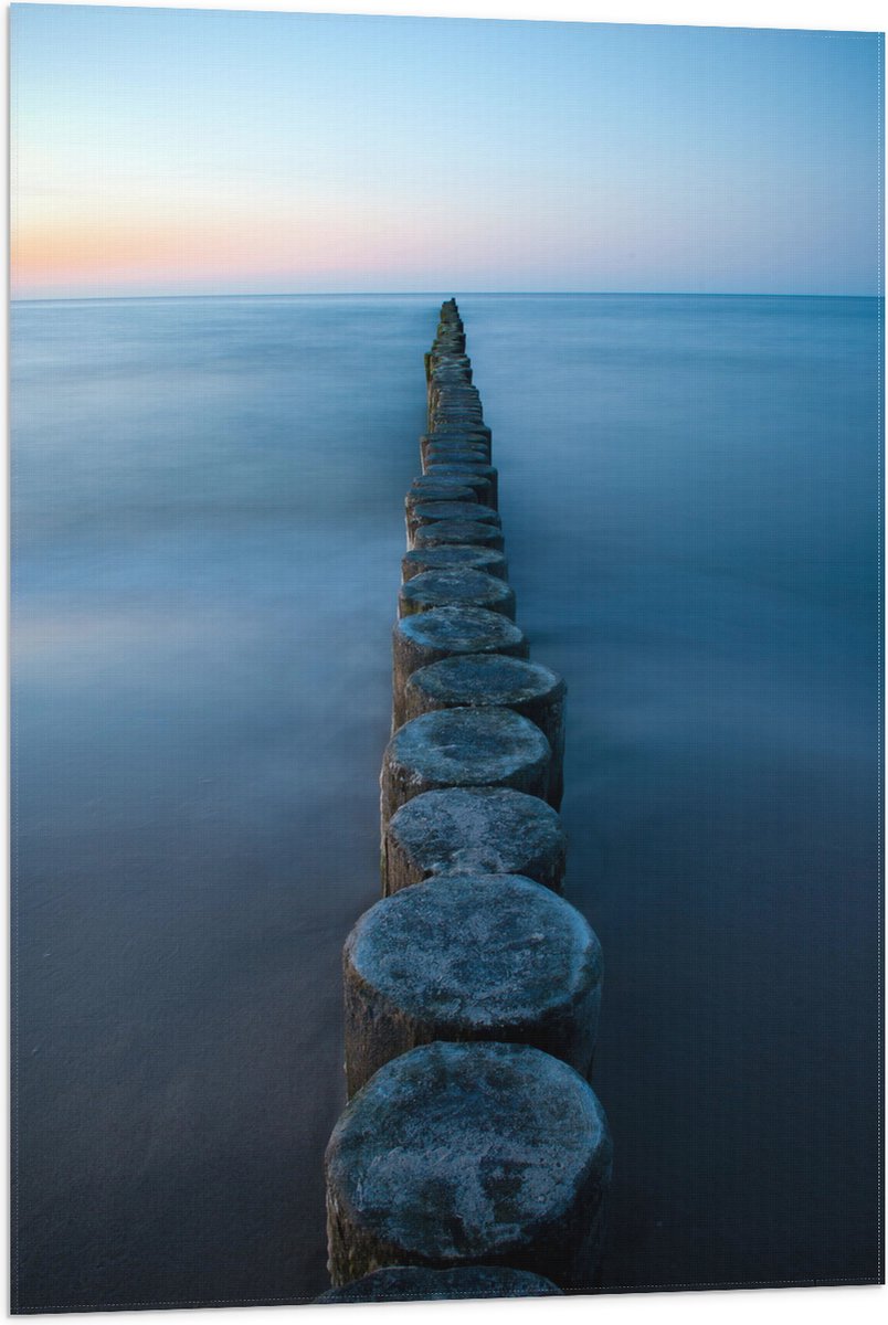 Vlag - Strand - Zand - Zee - Palen - Hout - 60x90 cm Foto op Polyester Vlag