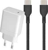 USB C Snellader + USB-C Kabel 2 Meter Lang - 65W - Super Fast Charge 2.0 - GaN Technologie - Ultra Compact - Extra Sterke Oplaadkabel - Geschikt voor Laptop, GSM, S24, Smartphone, Tablet, Telefoon