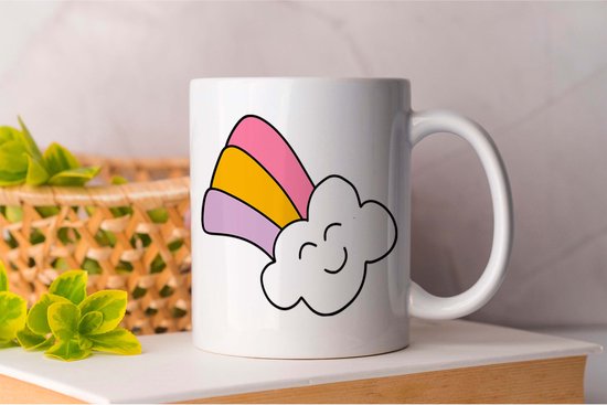 Mok Rainbow - Unicorn - Cupcake - cute - Gift - cadeau - kleurrijk - colorful - Girl - meisjes - Heart - Hart