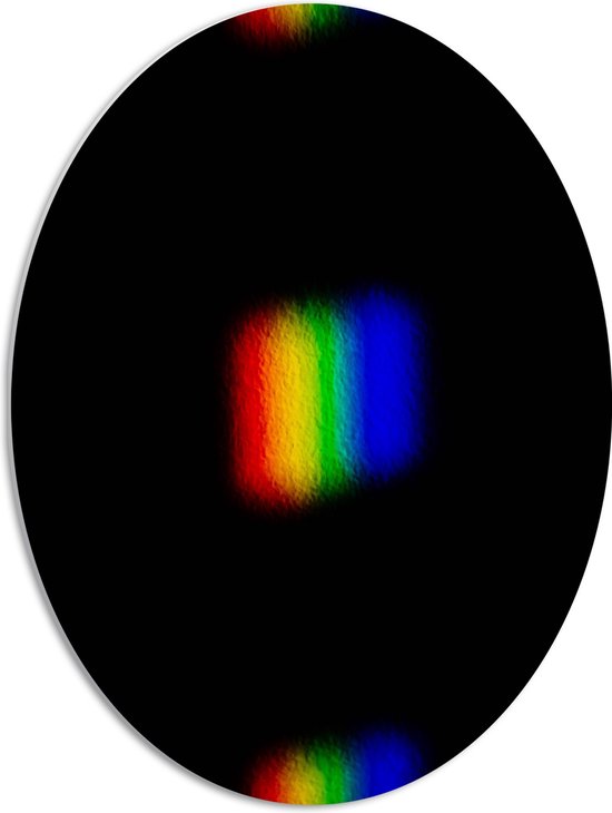 PVC Schuimplaat Ovaal - Regenboogkleurige Vlekjes op Zwarte Achtergrond - 51x68 cm Foto op Ovaal (Met Ophangsysteem)