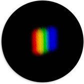 Dibond Muurcirkel - Regenboogkleurige Vlekjes op Zwarte Achtergrond - 100x100 cm Foto op Aluminium Muurcirkel (met ophangsysteem)