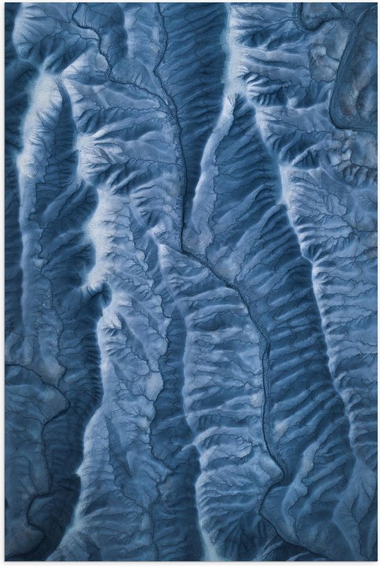 Poster Glanzend – Patroon van Blauwe Buizen - 40x60 cm Foto op Posterpapier met Glanzende Afwerking