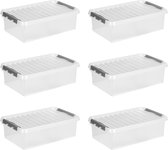 Sunware - Q-line opbergbox 32L - Set van 6 - Transparant/grijs