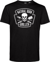 T-shirt Natural Born Griller | Vaderdag cadeau | Vaderdag cadeau met tekst | Bbq schort mannen | Zwart | maat L