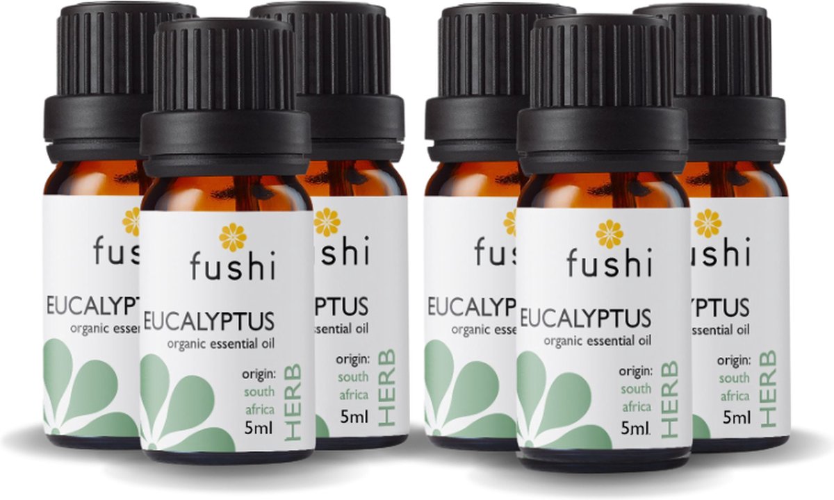 Goedkoopste Fushi - Eucalyptus (Globulus) Essential Oil, Organic - 5 ml - 6 Pak - Voordeelverpakking