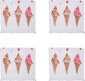 HAES DECO - Set van 4 Gastendoeken - formaat 40x66 cm - kleuren Roze / Beige / Bruin - van 100% Katoen - Collectie: Frosty and Sweet - Gastendoek / handdoek / Toilethanddoek