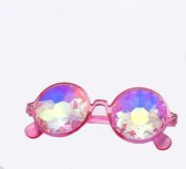 Caleidoscoop bril - Spacebril - Gekke bril - Festival - Feestbril - Party - Feest - Freaky glasses - Tripbril - Festival spacebril - Bril met gek vizier - Roze
