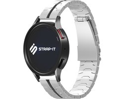 Strap-it Smartwatch bandje 22mm - Stalen Special bandje - geschikt voor Samsung Galaxy Watch 1 46mm / Watch 3 45mm / Gear S3 Classic & Frontier - Polar Vantage M / M2 / M3 / V3 / Grit X / Grit X Pro - OnePlus Watch - zilver/zwart
