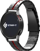 Strap-it Smartwatch bandje 22mm - Stalen Special bandje - geschikt voor Samsung Galaxy Watch 1 46mm / Watch 3 45mm / Gear S3 Classic & Frontier - Polar Vantage M / M2 / V3 / Grit X / Grit X Pro - OnePlus Watch - zwart/rood