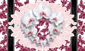 Fotobehang - Vlies Behang - Orchideeën - Patroon - Kunst - Ornament - 208 x 146 cm