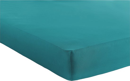 Bed Care Jersey Stretch Hoeslaken - 90x200 - 100% Katoen - 30CM Hoekhoogte - Groen/Blauw