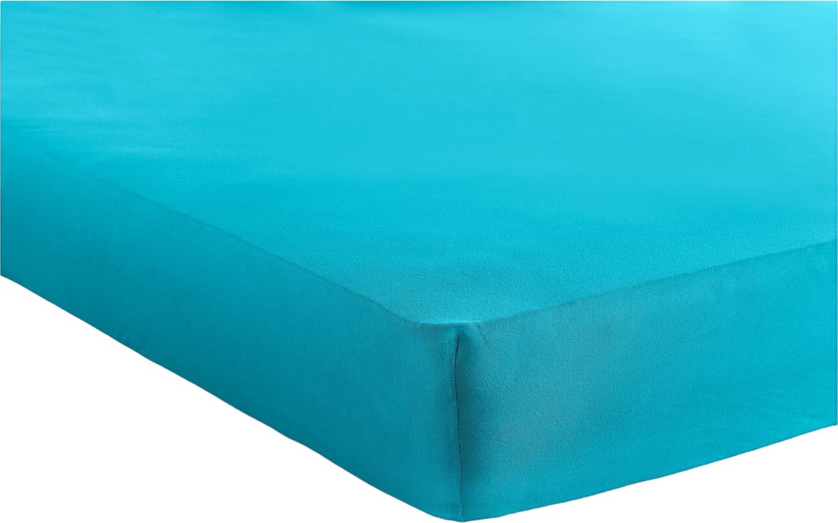 Bed Care Jersey Stretch Hoeslaken - 200x200/220 - 100% Katoen - 40CM Hoekhoogte - Turquoise