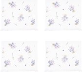 HAES DECO - Set van 4 Gastendoeken - formaat 40x66 cm - kleuren Paars / Wit - van 100% Katoen - Collectie: Lavender Garden - Gastendoek / handdoek / Toilethanddoek