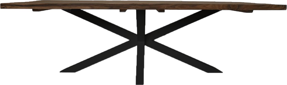 Rechthoekige tafel tuin - 180x90x76 - Naturel/zwart - Teak/metaal