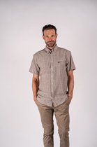 Pre End overhemd - blouse Felton - korte mouw - bruin - maat L (41/42)