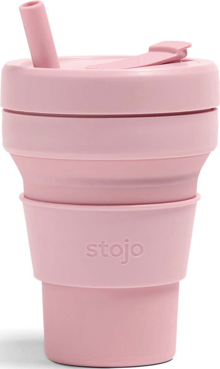 Paille pliable de poche en silicone réutilisable | Rose