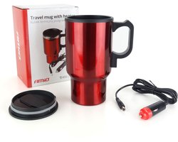 AMiO Auto Koffie/Thee Verwamer Thermisch (12v) Rood met Autostekker Sigarettenaanstekerplug