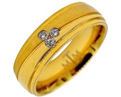 Tesoro Mio Michel – Verlovingsring / Trouwring Vrouw - Edelstaal – 19 mm / Maat 60 - Goudkleurig