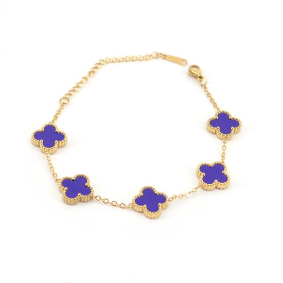 Bracelet Clover - Violet/ Or | 21,5 cm | Acier inoxydable | Mode Favorite