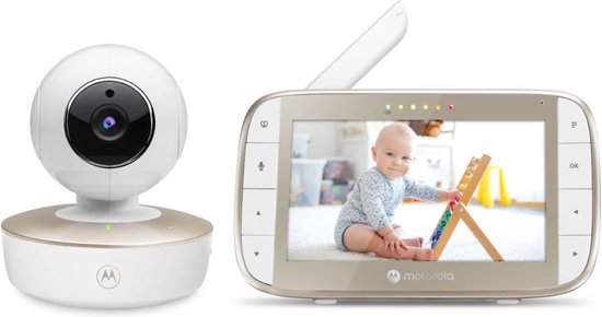 Motorola Nursery VM50G - Video Babyfoon met 5” kleurenscherm, tweewegcommunicatie, infrarood nachtzicht, slaapliedjes, bereik tot 300m, zoom, kantelen en zwenken, Wit