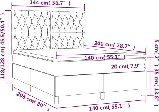 vidaXL - Boxspring - met - matras - stof - blauw - 140x200 - cm